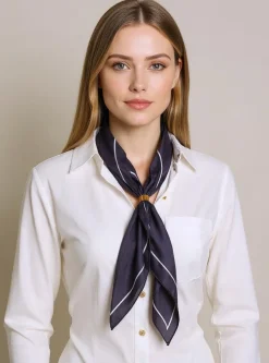 Outlet Apollonia Eleganza – apaszka damska czarna z poliestru 69x66 cm Damskie Chusty / Apaszki / Szaliki