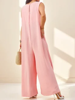 Online Atena Rosa Palazzo – elegancki kombinezon na ramiączkach z tkaniny wiskozowej Kombinezony