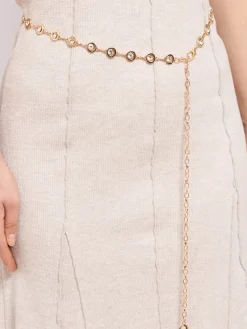 Sale Aurelia Bella Donna – damski pasek metalowy z kryształkami, złoty 115 cm Damskie Paski