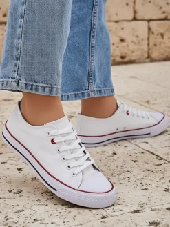 Clearance Aurelia Bianca – Klasyczne białe trampki damskie na płaskiej podeszwie Ugc|Trampki