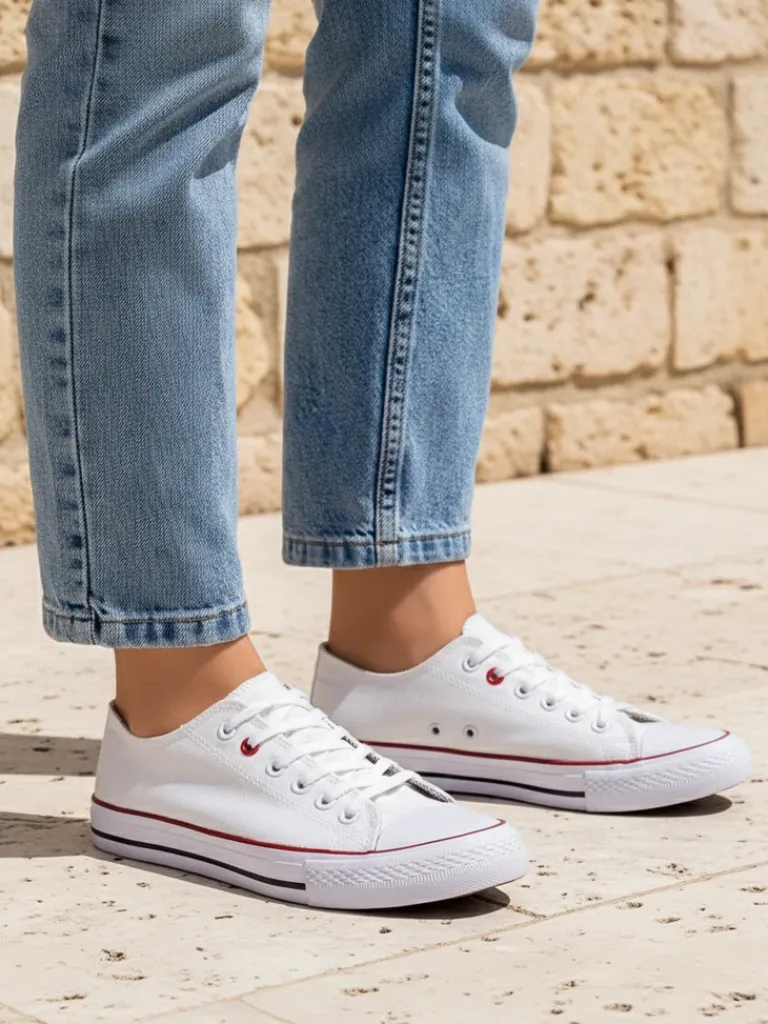 Clearance Aurelia Bianca – Klasyczne białe trampki damskie na płaskiej podeszwie Ugc|Trampki