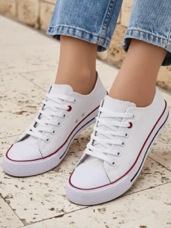 Clearance Aurelia Bianca – Klasyczne białe trampki damskie na płaskiej podeszwie Ugc|Trampki