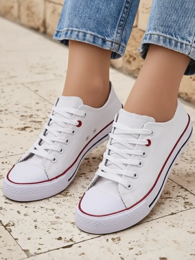 Clearance Aurelia Bianca – Klasyczne białe trampki damskie na płaskiej podeszwie Ugc|Trampki