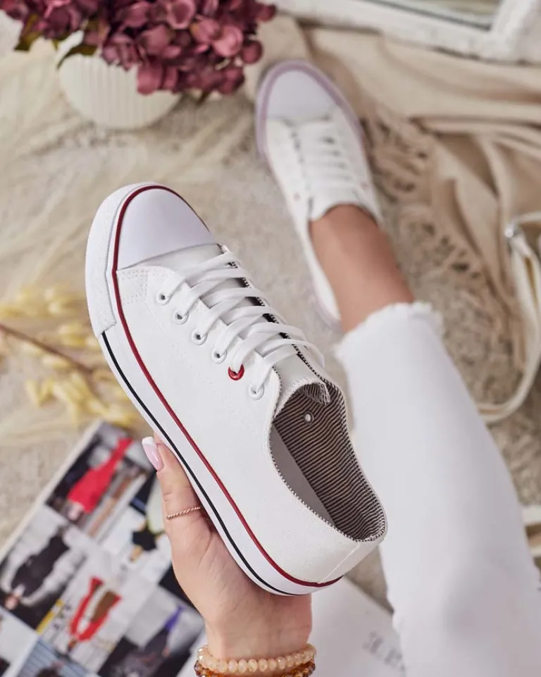 Clearance Aurelia Bianca – Klasyczne białe trampki damskie na płaskiej podeszwie Ugc|Trampki