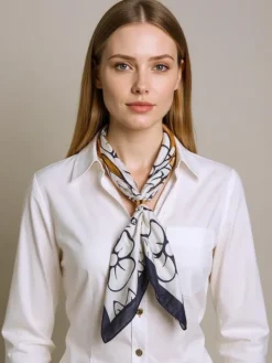 Discount Aurelia Bianca – lekka damska apaszka z motywem floralnym z poliestru Damskie Chusty / Apaszki / Szaliki