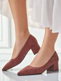 Aurelia Classico – Brązowe czółenka damskie zamszowe na słupku 4,5 cm Klasyczne