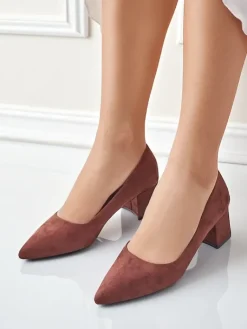 Aurelia Classico – Brązowe czółenka damskie zamszowe na słupku 4,5 cm Klasyczne