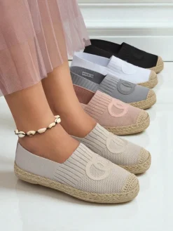 Online Aurelia Espadryle Beżowe – Płaskie wsuwane buty damskie Espadryle Płaskie