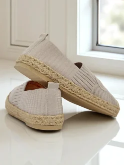 Online Aurelia Espadryle Beżowe – Płaskie wsuwane buty damskie Espadryle Płaskie