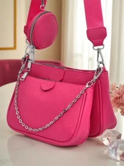 Online Aurelia Fuksjowa Torebka Damska Skórzana Mini z Łańcuszkiem Damskie Małe Torebki