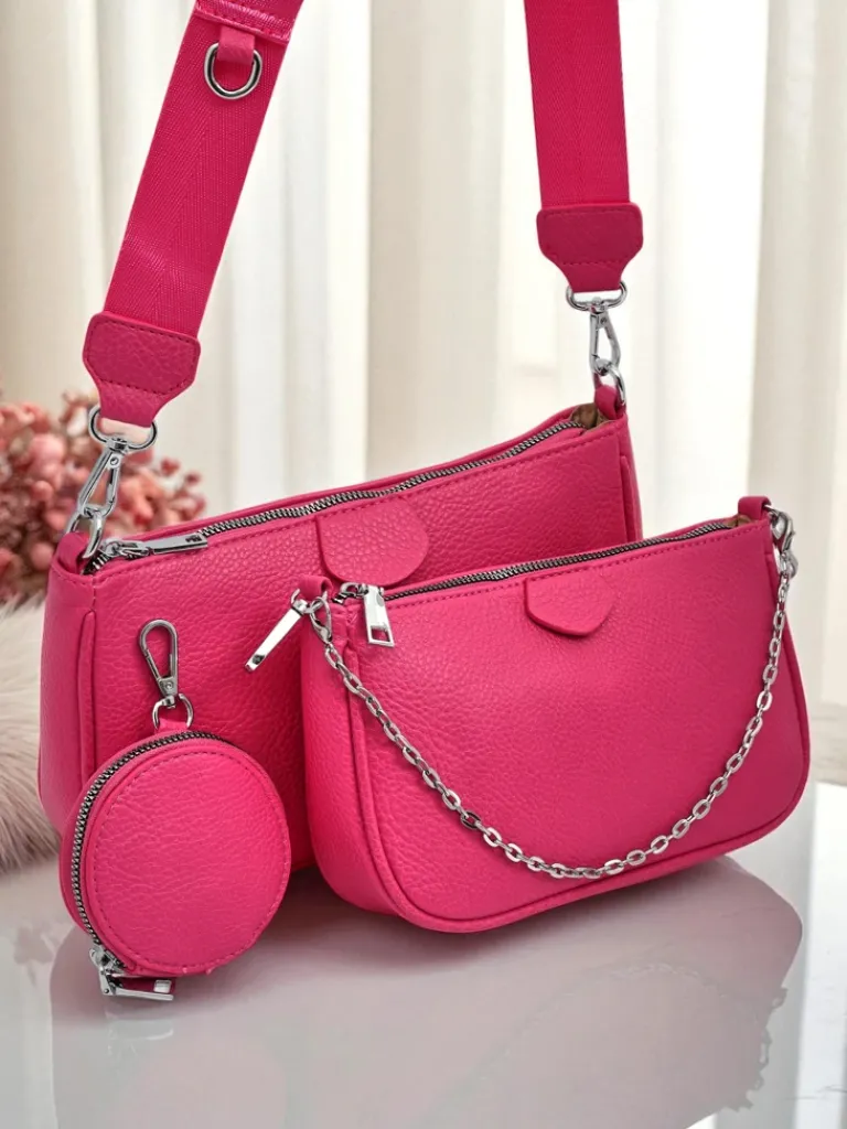 Online Aurelia Fuksjowa Torebka Damska Skórzana Mini z Łańcuszkiem Damskie Małe Torebki