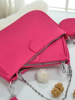 Online Aurelia Fuksjowa Torebka Damska Skórzana Mini z Łańcuszkiem Damskie Małe Torebki