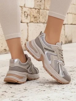 Aurelia Luna damskie sneakersy sznurowane ecru Damskie Sneakersy