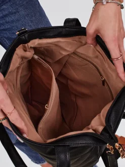 Sale Aurora Maxima Milano Torebka Shopper A4 z ekologicznej skóry czarna elegancka Damskie Torebki Shoppers