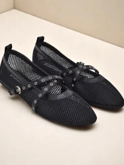 Discount Baleriny Arethusa Nero z siateczki na płaskim obcasie Baleriny Klasyczne