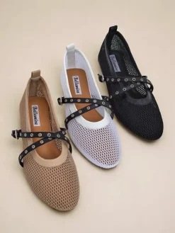 Discount Baleriny Arethusa Nero z siateczki na płaskim obcasie Baleriny Klasyczne