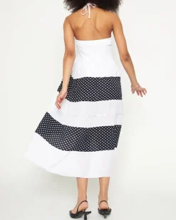 Sale Biała sukienka w groszki PLUS SIZE - Odzież Sukienki Letnie|Sukienki Krótkie