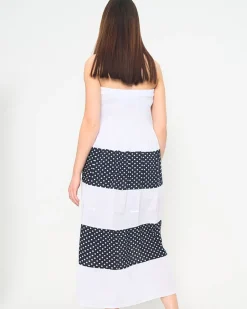 Sale Biała sukienka w groszki PLUS SIZE - Odzież Sukienki Letnie|Sukienki Krótkie