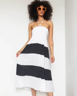 Sale Biała sukienka w groszki PLUS SIZE - Odzież Sukienki Letnie|Sukienki Krótkie