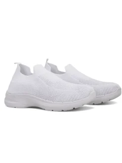 Biale Damskie Sneakersy Wsuwane Aura Bianca - Lekkie i Oddychajace na Lato Wiosne Damskie Bieganie, Ćwiczenia I Trening