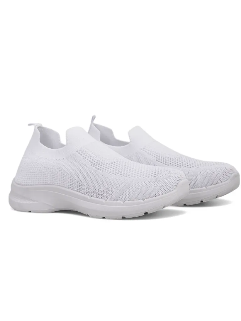 Biale Damskie Sneakersy Wsuwane Aura Bianca - Lekkie i Oddychajace na Lato Wiosne Damskie Bieganie, Ćwiczenia I Trening