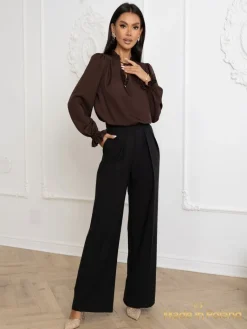 Clearance Bluzka damska z ozdobnym dekoltem Frankie Bluzki / Koszule / Koszulki