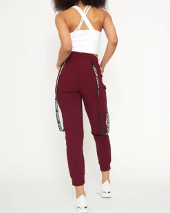 Best Bordowe damskie materiałowe spodnie typu bojówki z szelkami - Odzież Spodnie Cargo|Spodnie Dresowe