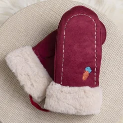 Discount Bordowe dziecięce rękawiczki na sznurku i z jednym palcem - Rękawiczki Rękawiczki