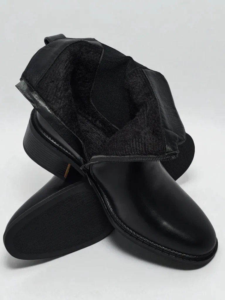 Best Botki damskie eko skórzane Calivra Botki Z Delikatnym Ociepleniem|Botki Na Płaskim Obcasie