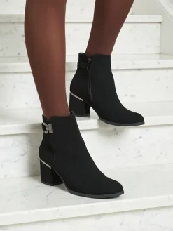 Clearance Botki damskie eko skórzane na słupku Ruvina Botki Bez Ocieplenia|Botki Na Słupku