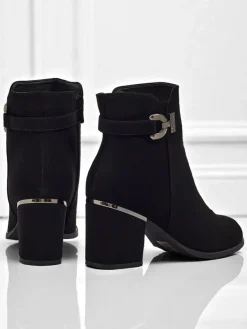 Clearance Botki damskie eko skórzane na słupku Ruvina Botki Bez Ocieplenia|Botki Na Słupku