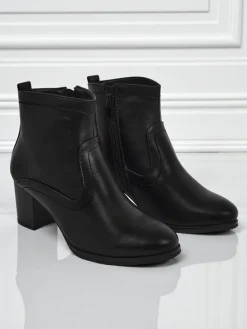 Clearance Botki damskie eko skórzane na obcasie Lunar Crest Botki Z Delikatnym Ociepleniem|Botki Na Słupku