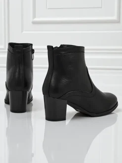 Clearance Botki damskie eko skórzane na obcasie Lunar Crest Botki Z Delikatnym Ociepleniem|Botki Na Słupku