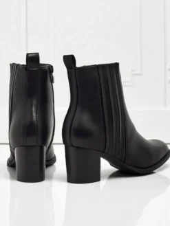 Botki damskie eko skórzane na słupku Nerelle Botki Z Delikatnym Ociepleniem|Botki Na Słupku