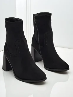 Botki damskie eko zamszowe na słupku Rune Fast Botki Bez Ocieplenia|Botki Na Słupku