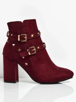 Online Botki damskie eko zamszowe z dżetami Selva Botki Z Delikatnym Ociepleniem|Botki Na Słupku