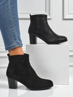 Best Botki damskie eko zamszowe na obcasie Crimson Echo Botki Z Delikatnym Ociepleniem|Botki Na Słupku