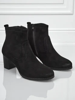 Best Botki damskie eko zamszowe na obcasie Crimson Echo Botki Z Delikatnym Ociepleniem|Botki Na Słupku