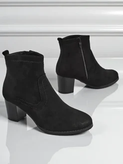 Best Botki damskie eko zamszowe na obcasie Crimson Echo Botki Z Delikatnym Ociepleniem|Botki Na Słupku