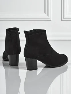 Best Botki damskie eko zamszowe na obcasie Crimson Echo Botki Z Delikatnym Ociepleniem|Botki Na Słupku