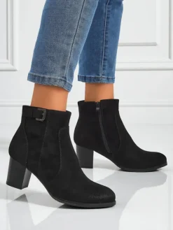 Online Botki damskie eko zamszowe na obcasie Crimson Dusk Botki Na Słupku|Nowość