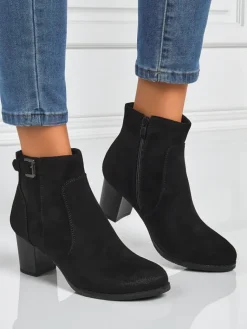 Online Botki damskie eko zamszowe na obcasie Crimson Dusk Botki Na Słupku|Nowość