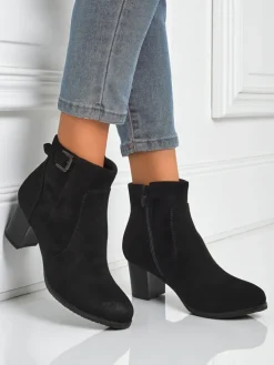 Online Botki damskie eko zamszowe na obcasie Crimson Dusk Botki Na Słupku|Nowość