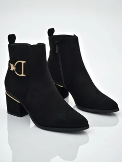 New Botki damskie eko zamszowe na słupku Calyssa Botki Z Delikatnym Ociepleniem|Botki Na Słupku