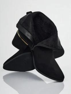 New Botki damskie eko zamszowe na słupku Calyssa Botki Z Delikatnym Ociepleniem|Botki Na Słupku