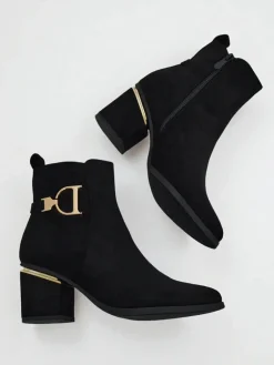 New Botki damskie eko zamszowe na słupku Calyssa Botki Z Delikatnym Ociepleniem|Botki Na Słupku