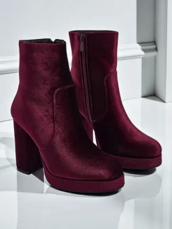 Online Botki damskie na słupku al'la Welur Miss Botki Z Delikatnym Ociepleniem|Botki Na Słupku