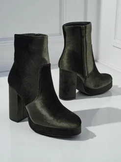 Online Botki damskie na słupku al'la Welur Miss Botki Z Delikatnym Ociepleniem|Botki Na Słupku