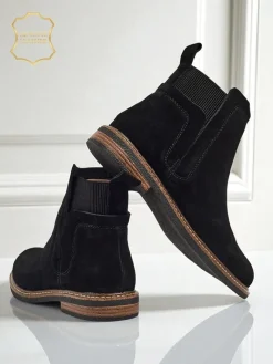 New Botki damskie z naturalnego zamszu Cuoio Elegante Botki Na Płaskim Obcasie