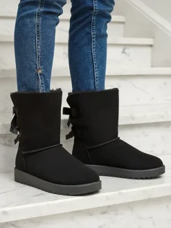 Best Botki Stella z ekoskóry zamszowej na płaskim obcasie Śniegowce